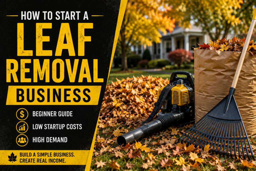 Leaf Removal Equipment. Leaf Blower, Rake, Leaf Bags.